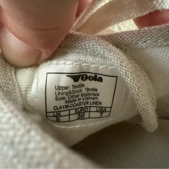 Gola Coaster Linen Sneakers in oatmeal and off white size US 7 - Picture 7 of 7